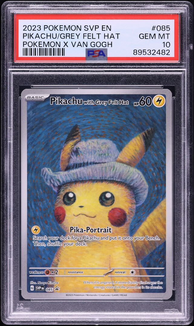 2023 Pokemon SV Black Star Promo Van Gogh Pikachu With Grey Felt Hat #85 PSA 10