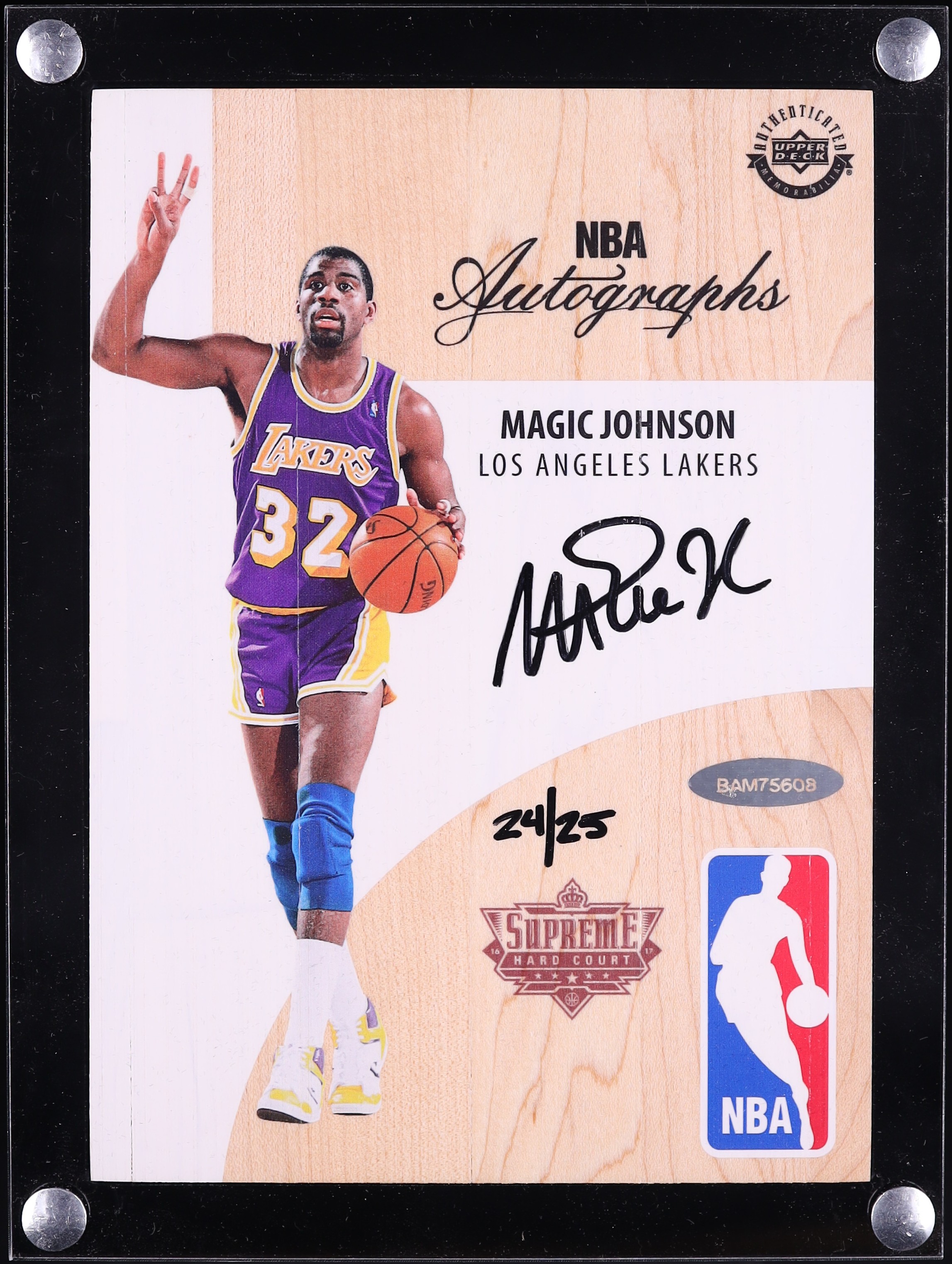 2016 UDA Supreme Hard Court NBA Logoman Magic Johnson AUTO /25