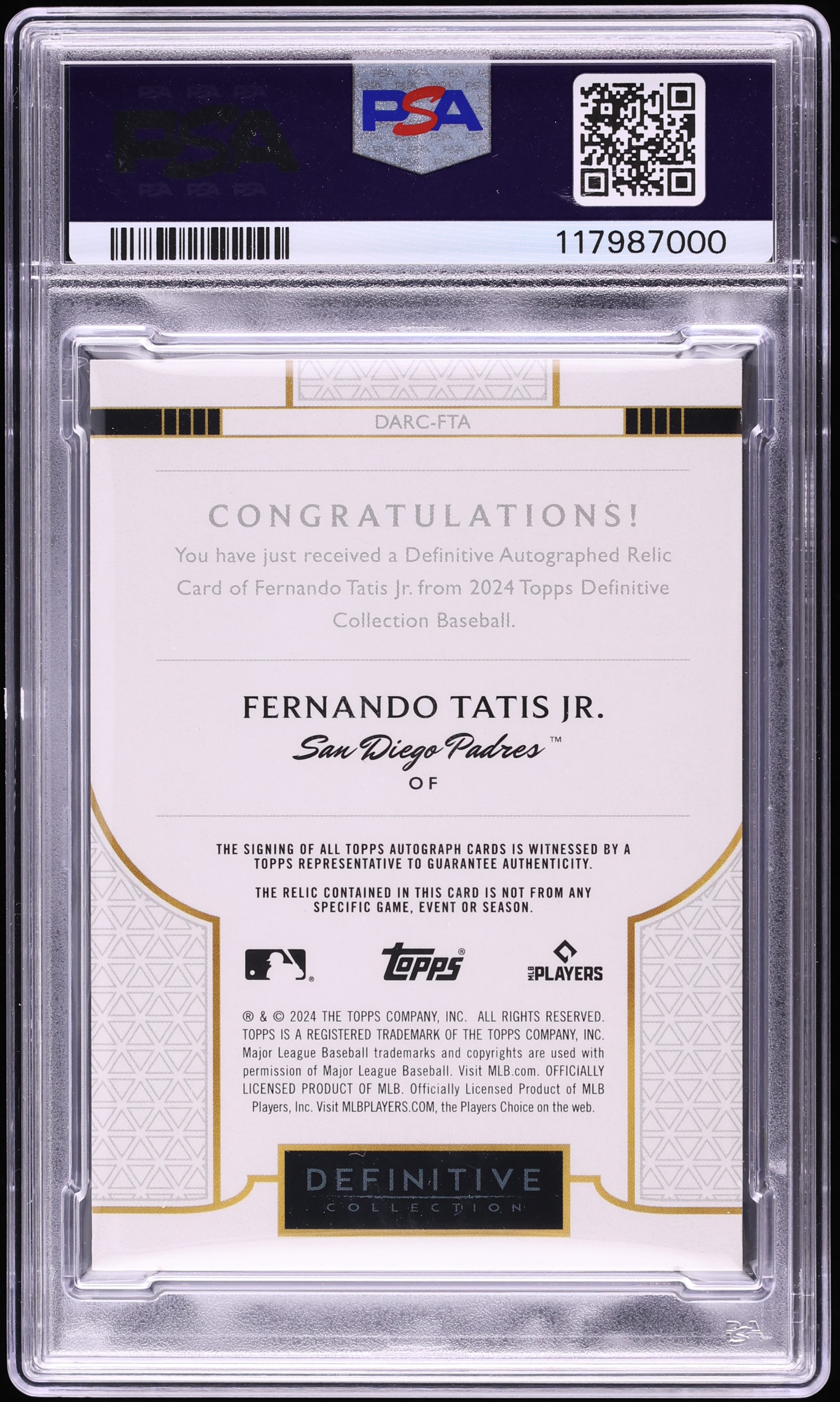 Fernando Tatis Jr. 2024 Topps Tribute Autograph 7/10