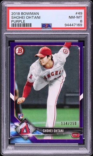 2018 Bowman Purple Shohei Ohtani ROOKIE /250 #49 PSA 8 NM-MT on