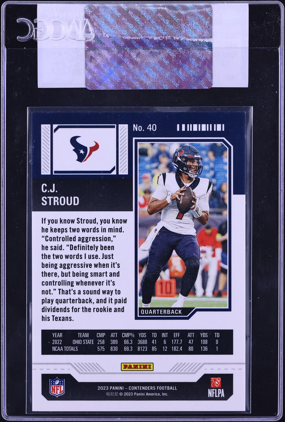 2023 Panini Contenders Red Game Ticket C.J. Stroud ROOKIE #40 CGC AUTH