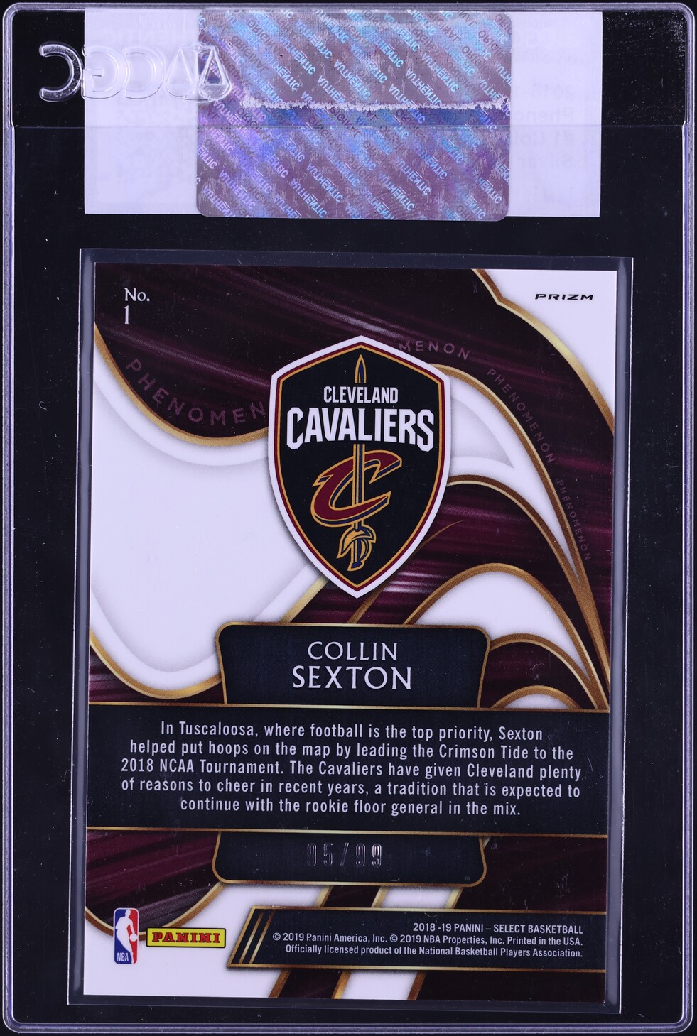 2018 Select Phenomenon Silver Collin Sexton ROOKIE /99 #1 CGC AUTH