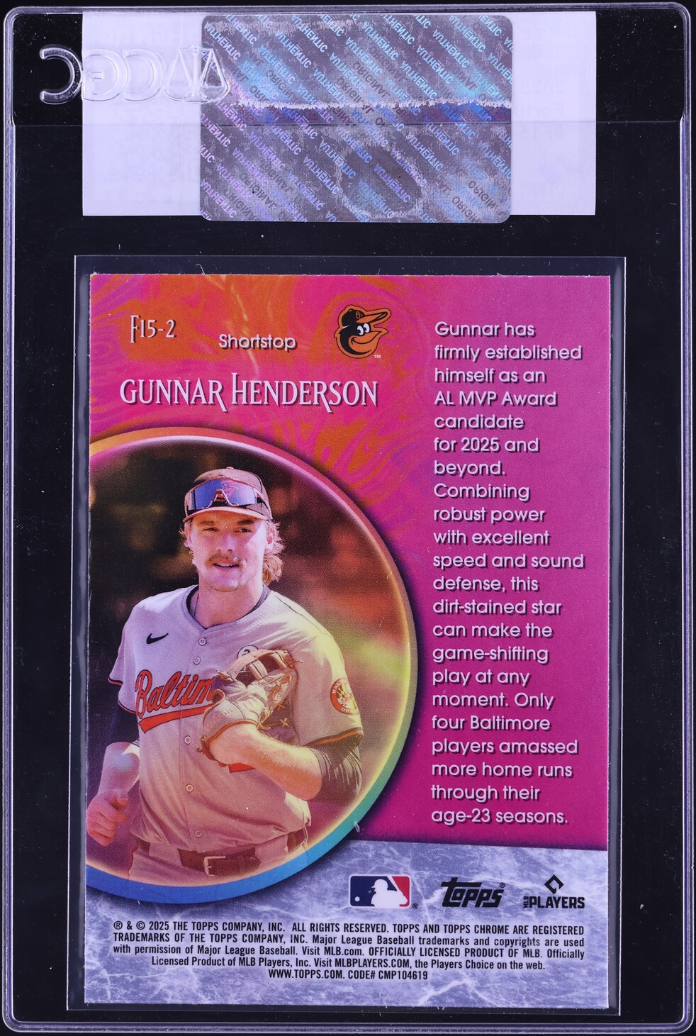 2025 Topps Chrome Fortune 15 Gunnar Henderson #F15-2 CGC AUTH on 