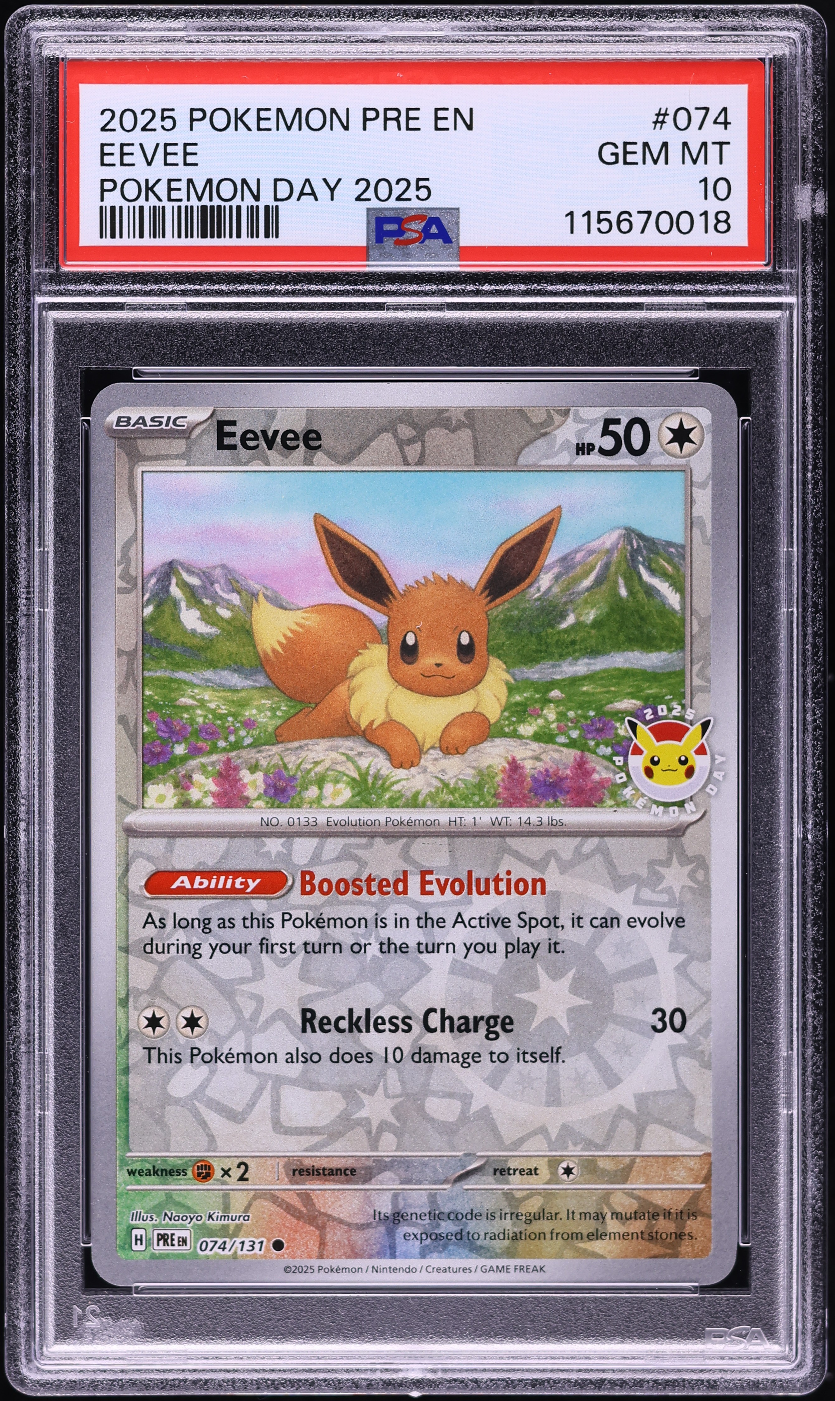 2025 Pokemon SV Prismatic Evolutions PM Day Reverse Holo Eevee #74