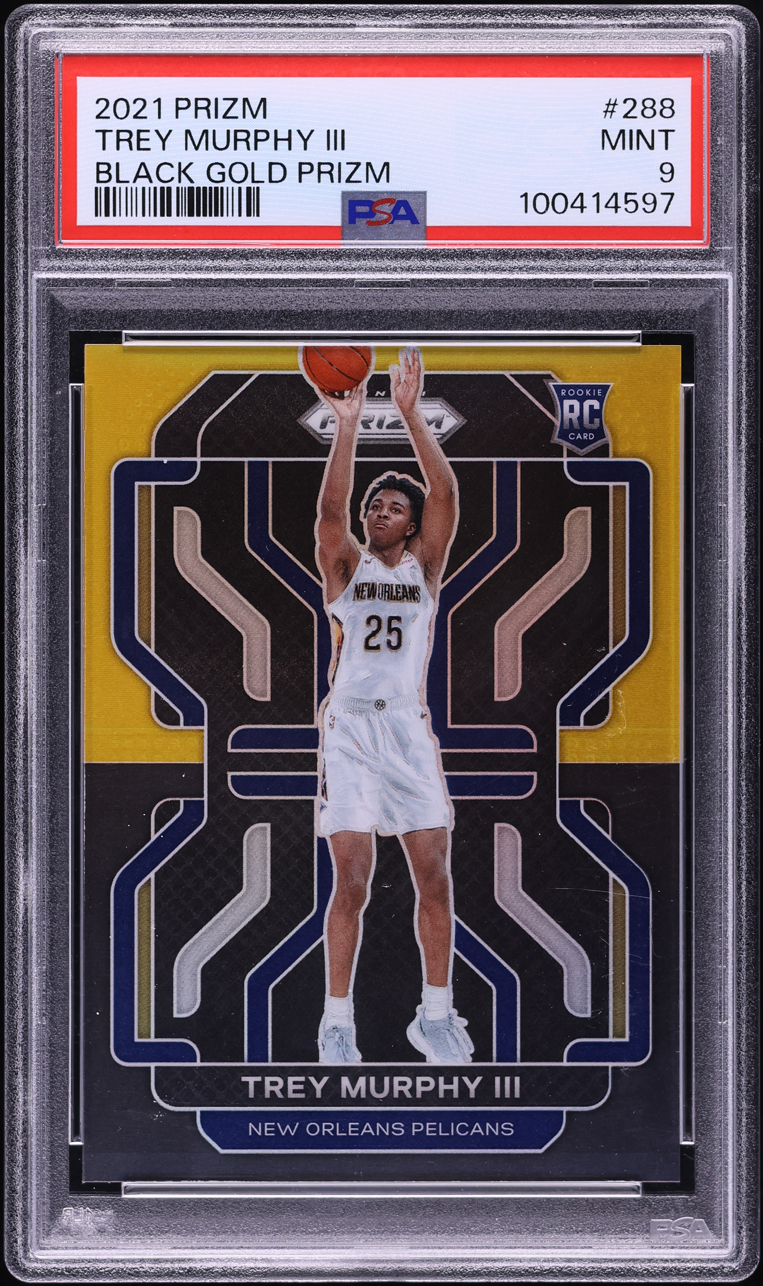2021 Panini Prizm Black Gold Trey Murphy III ROOKIE /5 #288 PSA 9