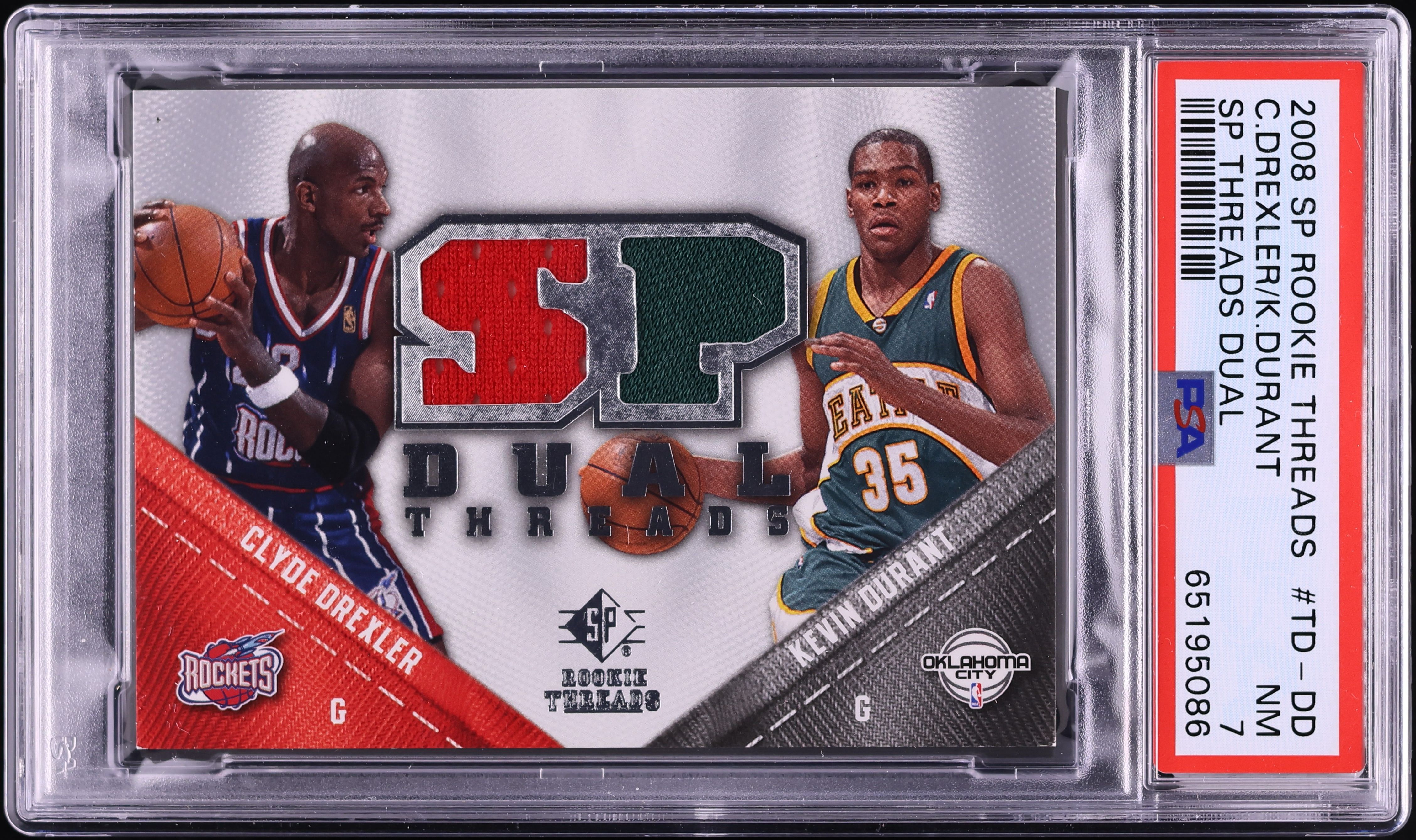 2008 SP Threads Dual Clyde Drexler Kevin Durant ROOKIE PATCH #TD