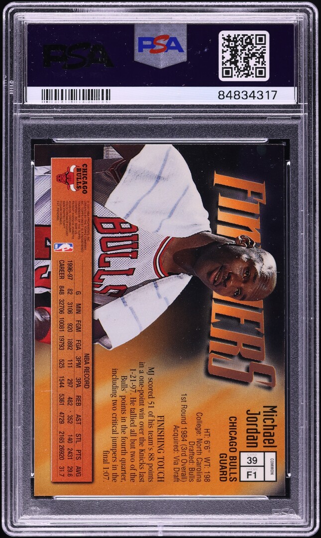 1997 Finest Refractor w/ Coating Michael Jordan #39 PSA 9 MINT