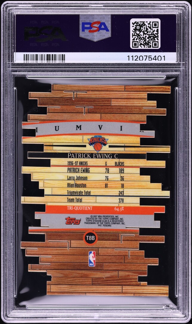 1997 Stadium Club Triumvirate Members Only Patrick Ewing #T8B PSA