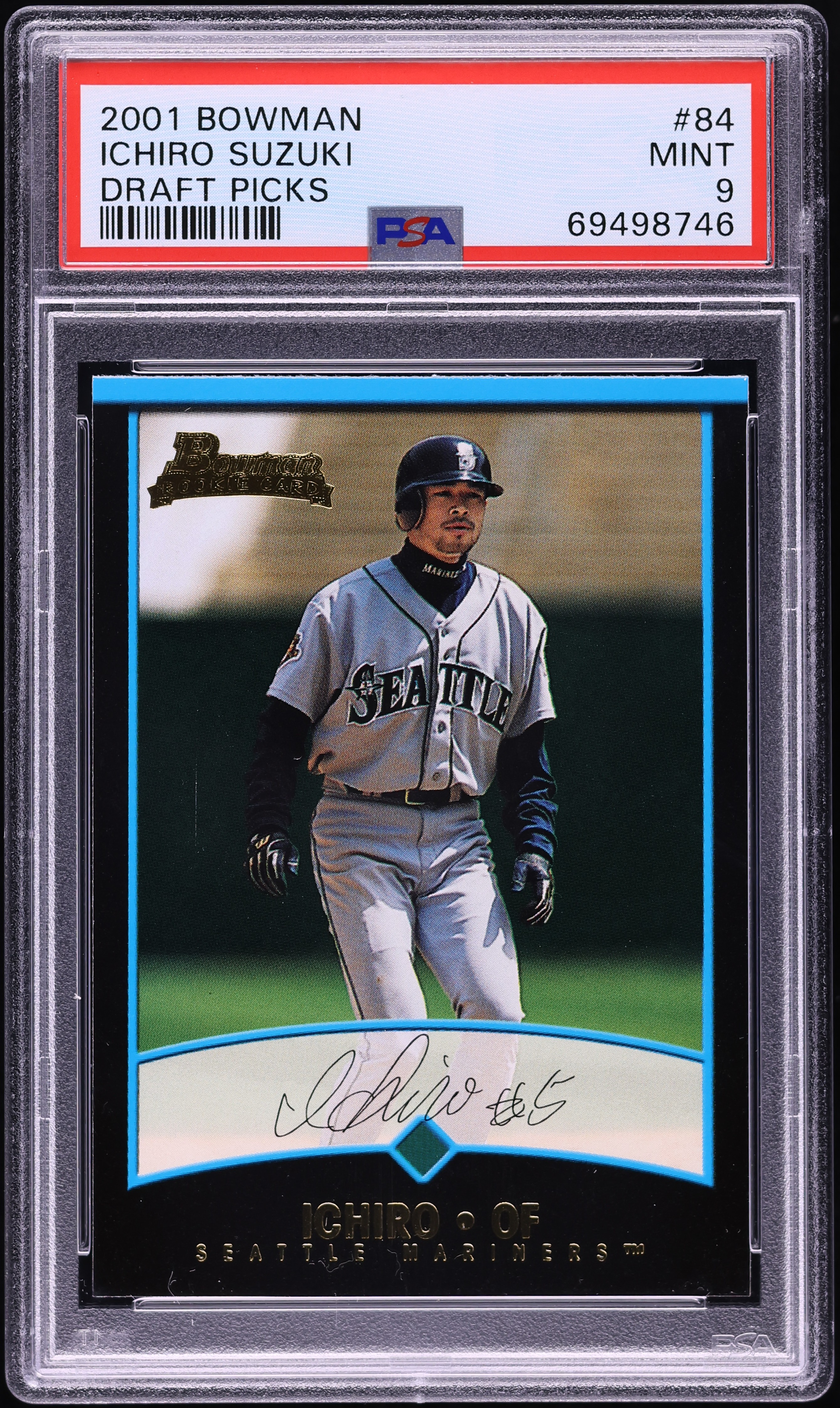 2001 Bowman Draft Picks Ichiro ROOKIE #BDP84 PSA 9 MINT on