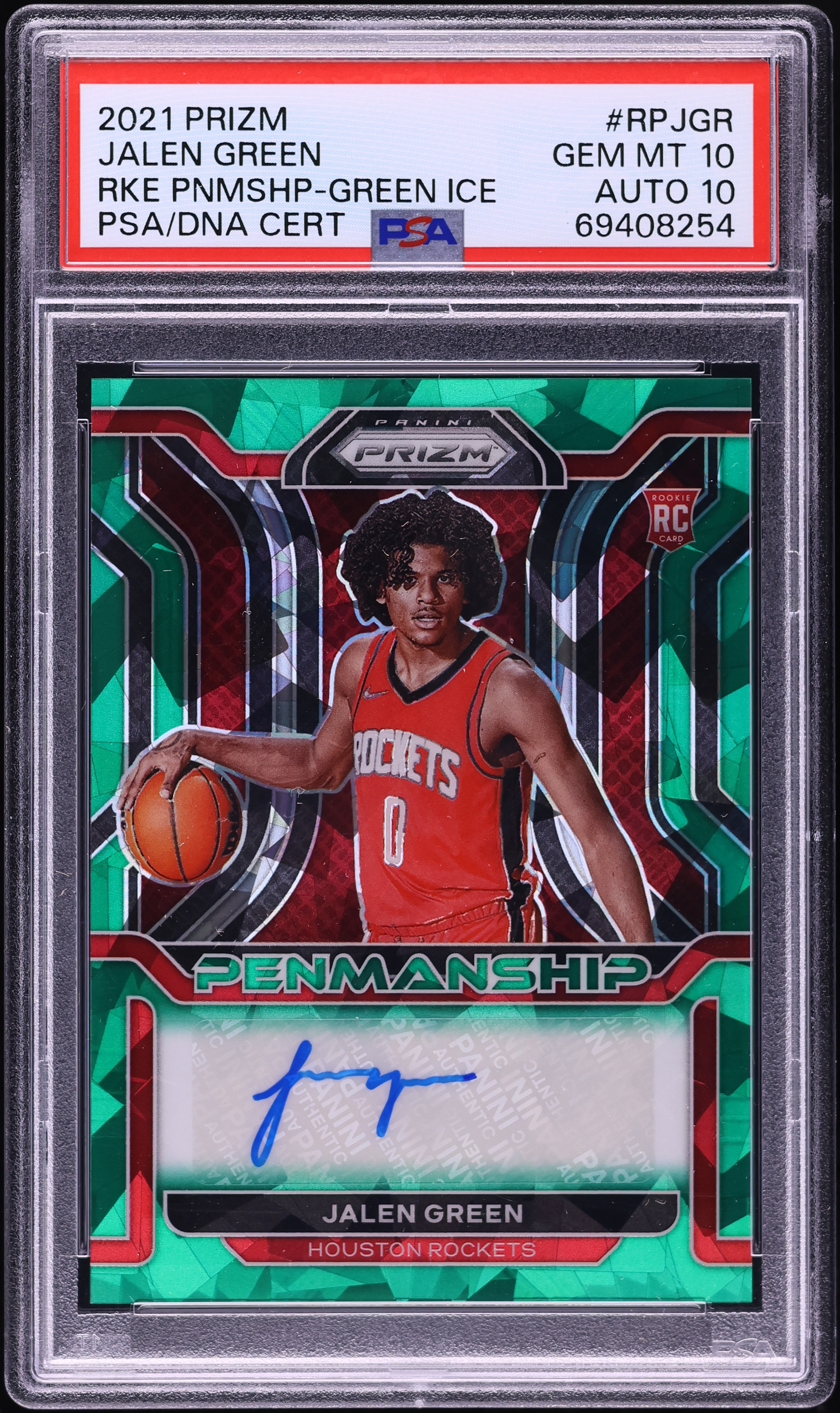 ジェイレン・グリーン 2021-22PRISM　シルバーPRISM直筆サイン 2021 Panini Prizm Penmanship Green Ice Jalen Green ROOKIE AUTO DNA