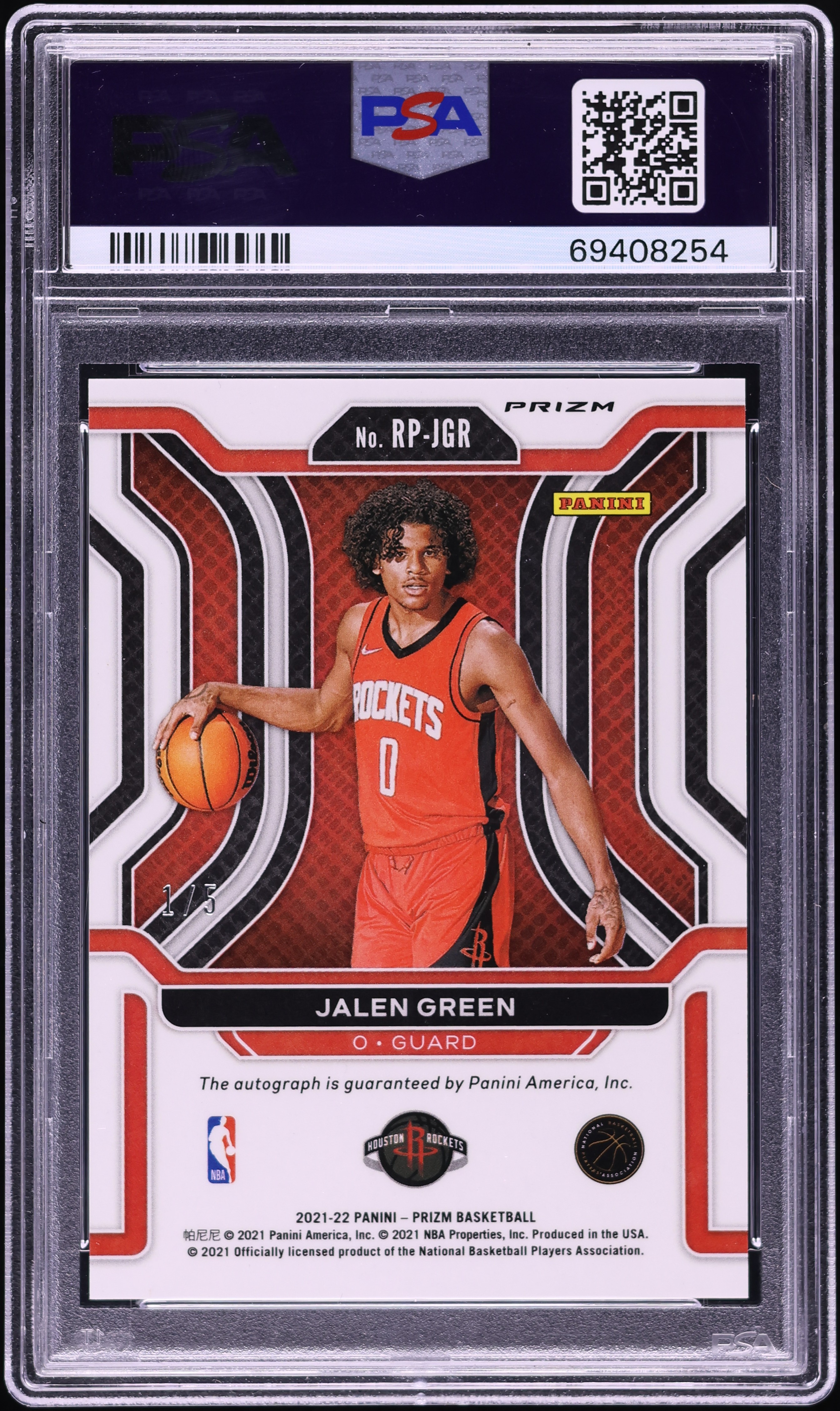 2021 Panini Prizm Penmanship Green Ice Jalen Green ROOKIE AUTO DNA