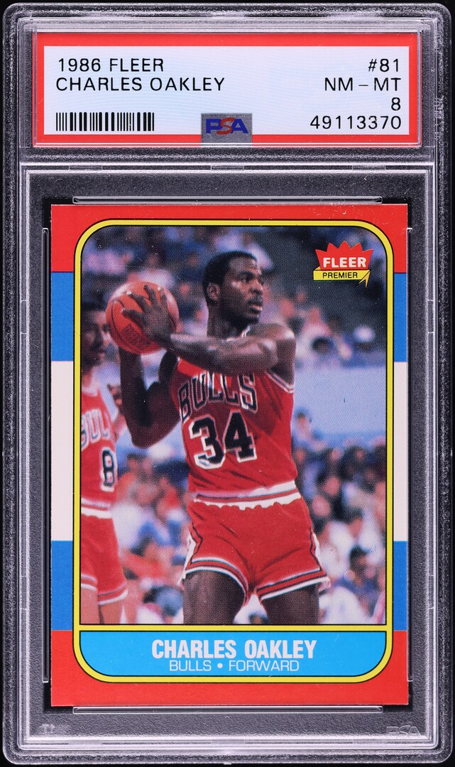 1986 Fleer Basketball Charles Oakley ROOKIE #81 PSA 8 NM-MT