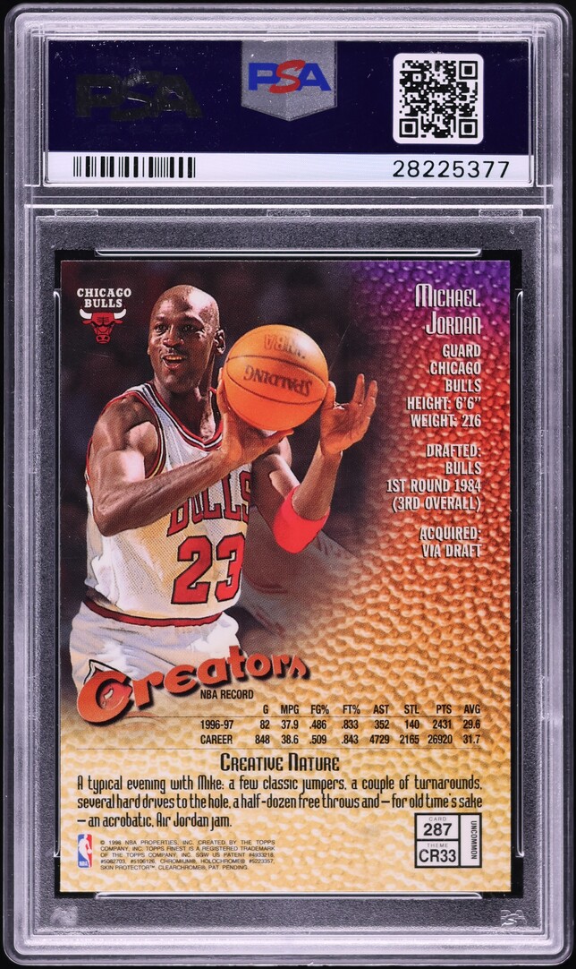 1997 Finest Embossed Michael Jordan #287 PSA 10 GEM MINT