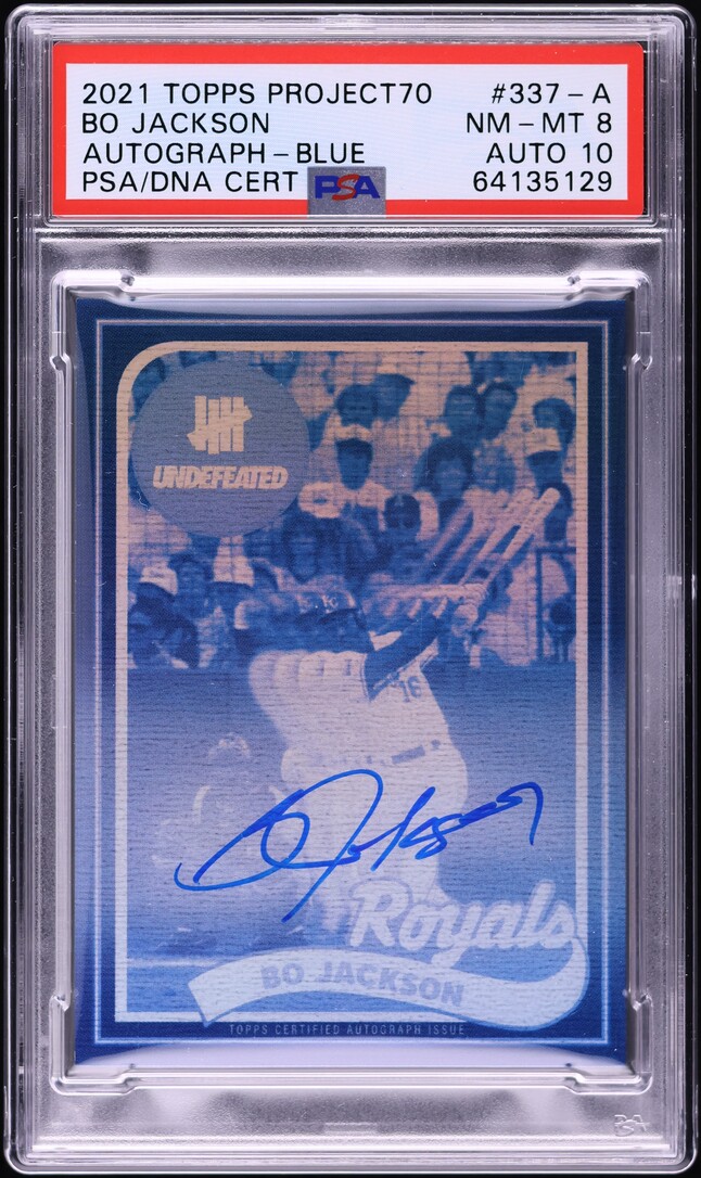 2021 Topps Project70 Blue Bo Jackson AUTO DNA 10 /10 #337A PSA 8 NM-MT