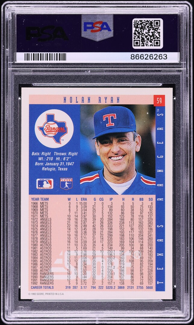 1993 Score Nolan Ryan #59 PSA 10 GEM MINT