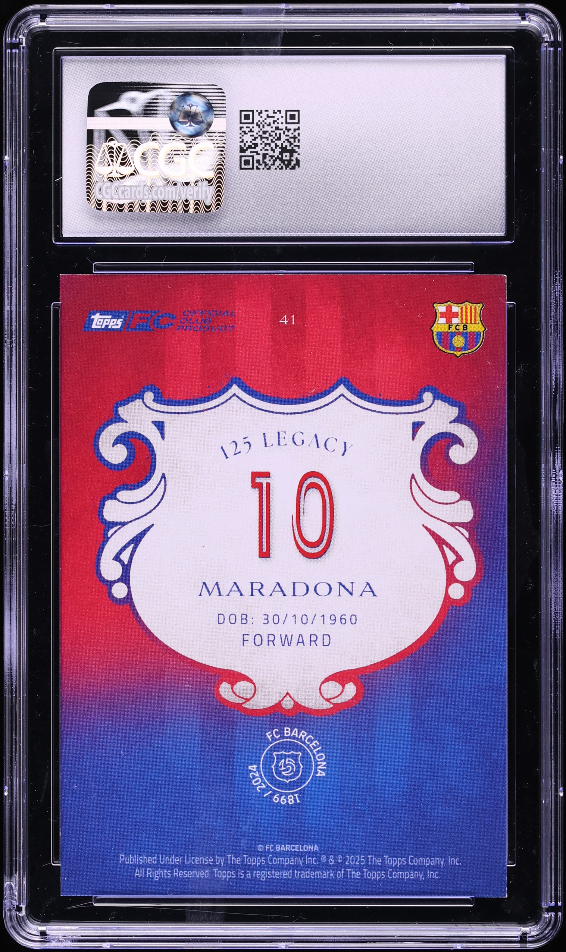 Carte Maradona FC Barcelone 125 Ans - Édition Verte Limitée /150, 2025