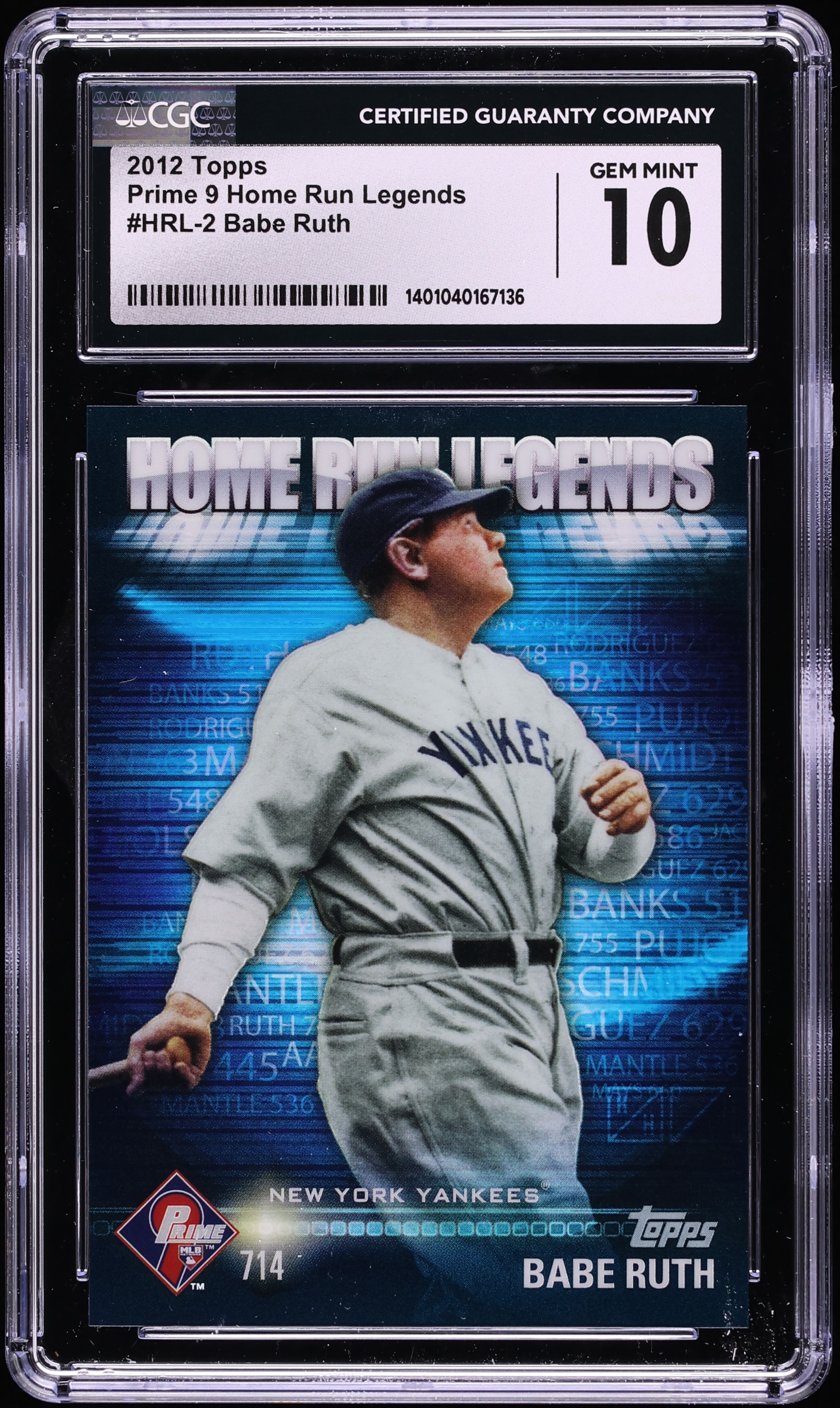 2012 Topps Prime 9 Home Run Legends Babe Ruth #HRL-2 CGC 10 GEM