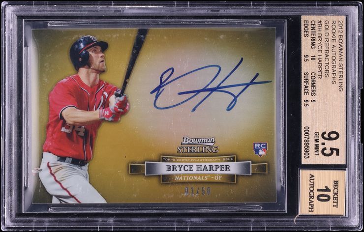 2012 Bowman Sterling Gold Refractor Bryce Harper ROOKIE AUTO 1/50 