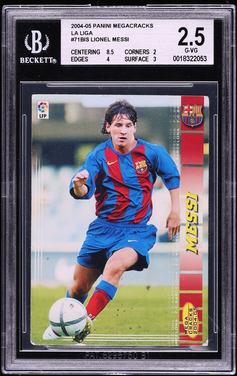 2004 Panini Megacracks La Liga Lionel Messi ROOKIE #71BIS BGS 2.5 GD+