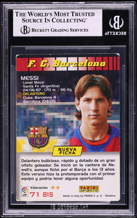 2004 Panini Megacracks La Liga Lionel Messi ROOKIE #71BIS BGS 2.5 GD+