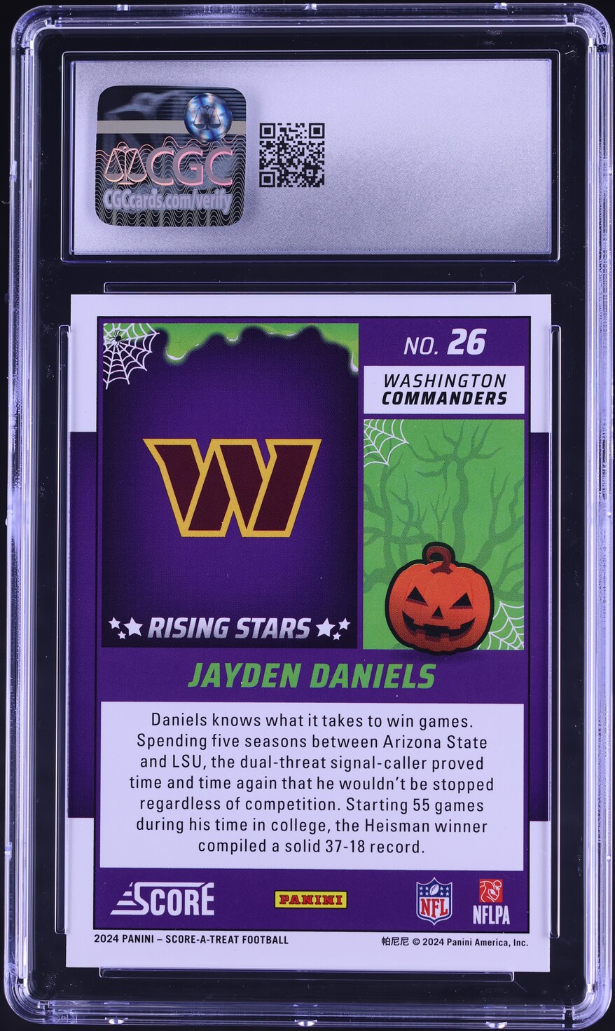 2024 Score-A-Treat Rising Stars Green Bats Jayden Daniels ROOKIE #26 CGC 10 GEM