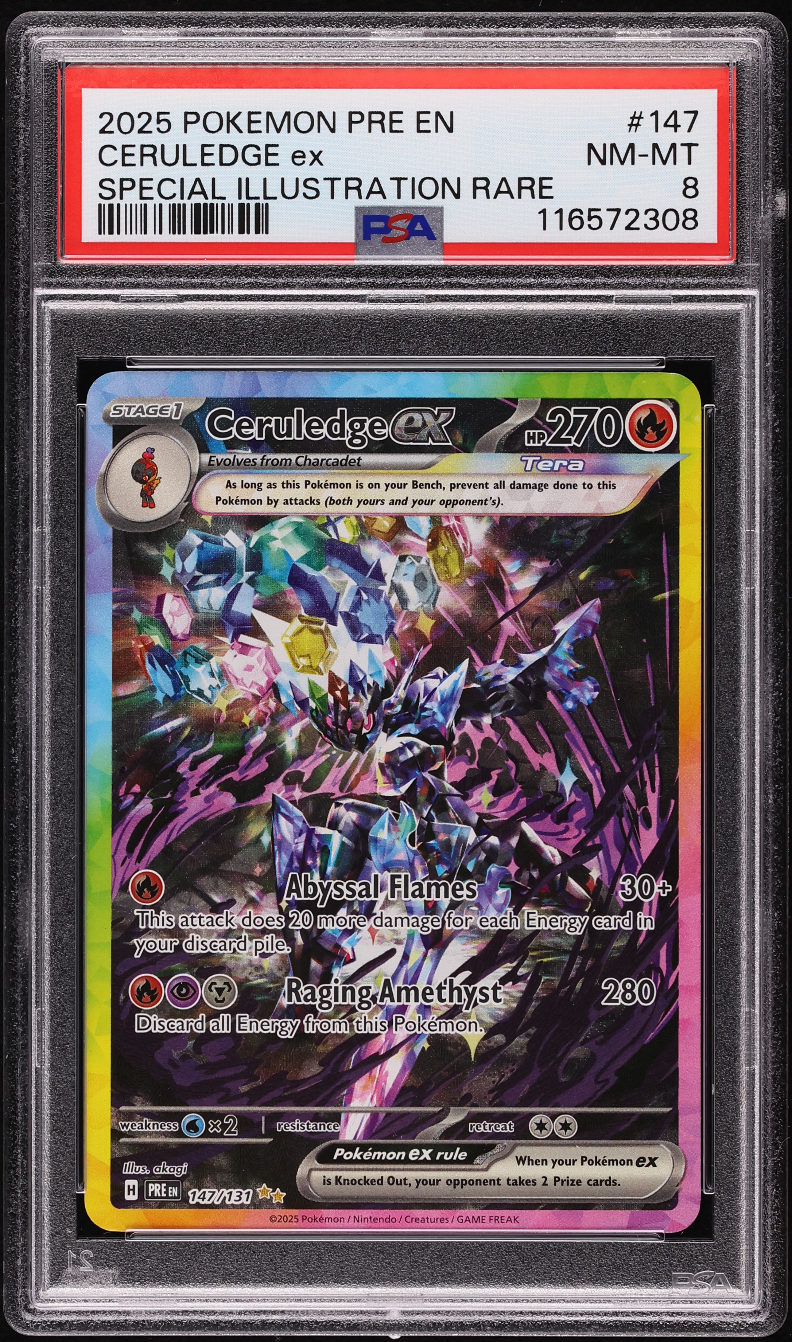 2025 Pokemon SV Prismatic Evolutions SIR Ceruledge ex #147 PSA 8