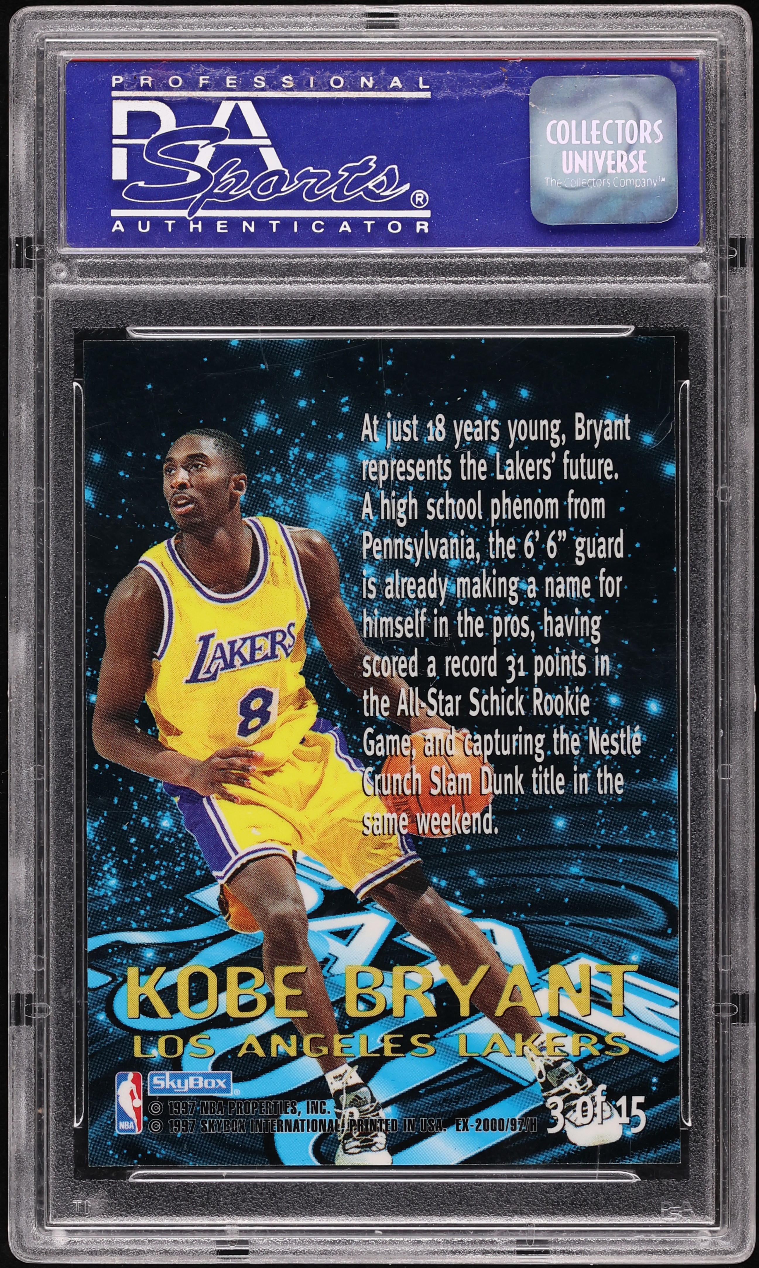 その他 kobe 1996 Skybox E-X2000 Star Date 2000 1996 Skybox E-X2000 Star Date 2000 Kobe Bryant ROOKIE #3 PSA 9