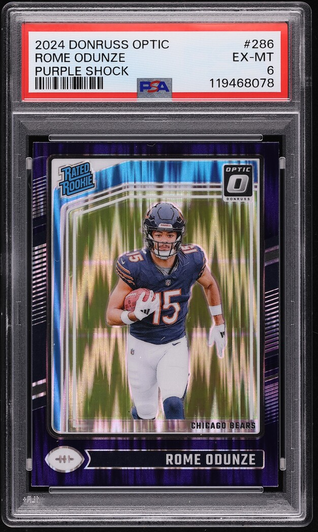 2024 Donruss Optic Purple Shock Rome Odunze ROOKIE #286 PSA 6 EXMT