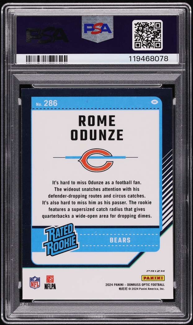 2024 Donruss Optic Purple Shock Rome Odunze ROOKIE #286 PSA 6 EXMT