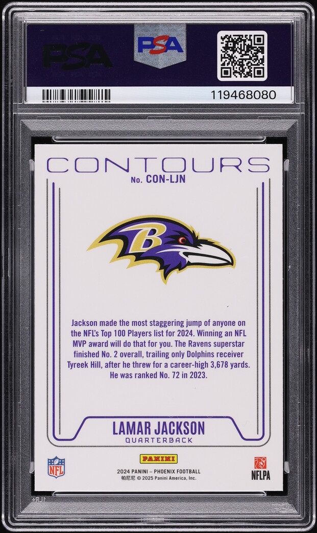 2024 Panini Phoenix Contours Lamar Jackson #CONLJN PSA 8 NM-MT