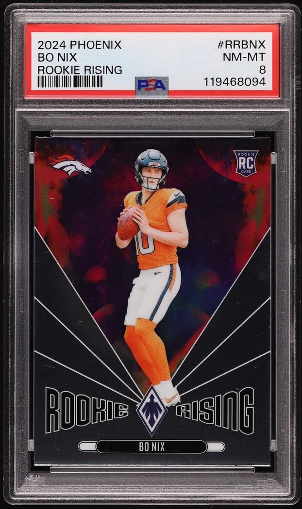 2024 Panini Phoenix Rookie Rising Bo Nix ROOKIE #RRBNX PSA 8 NM-MT
