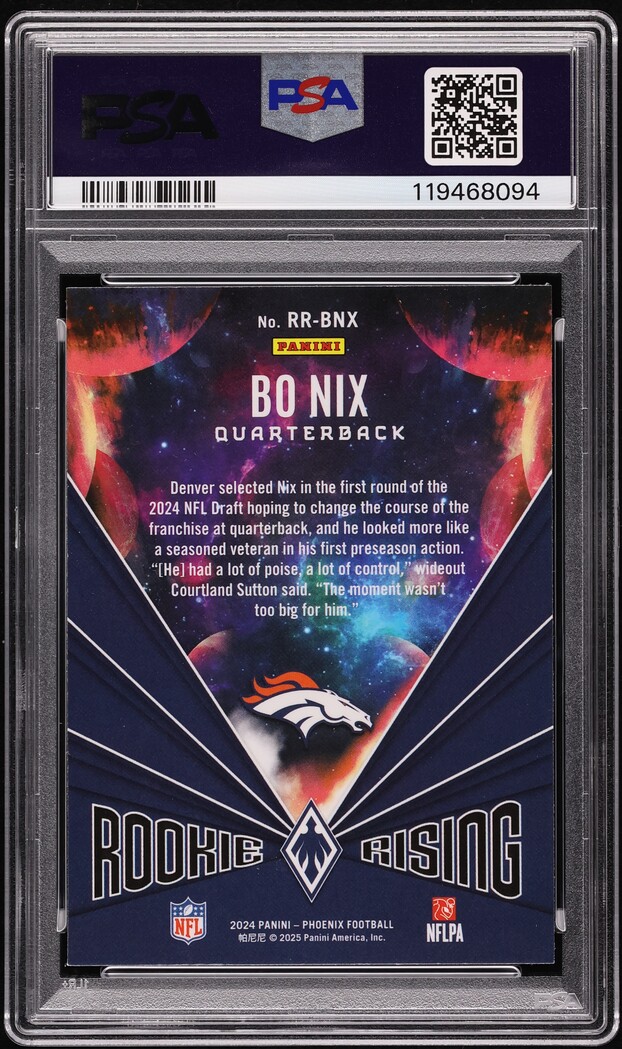 2024 Panini Phoenix Rookie Rising Bo Nix ROOKIE #RRBNX PSA 8 NM-MT