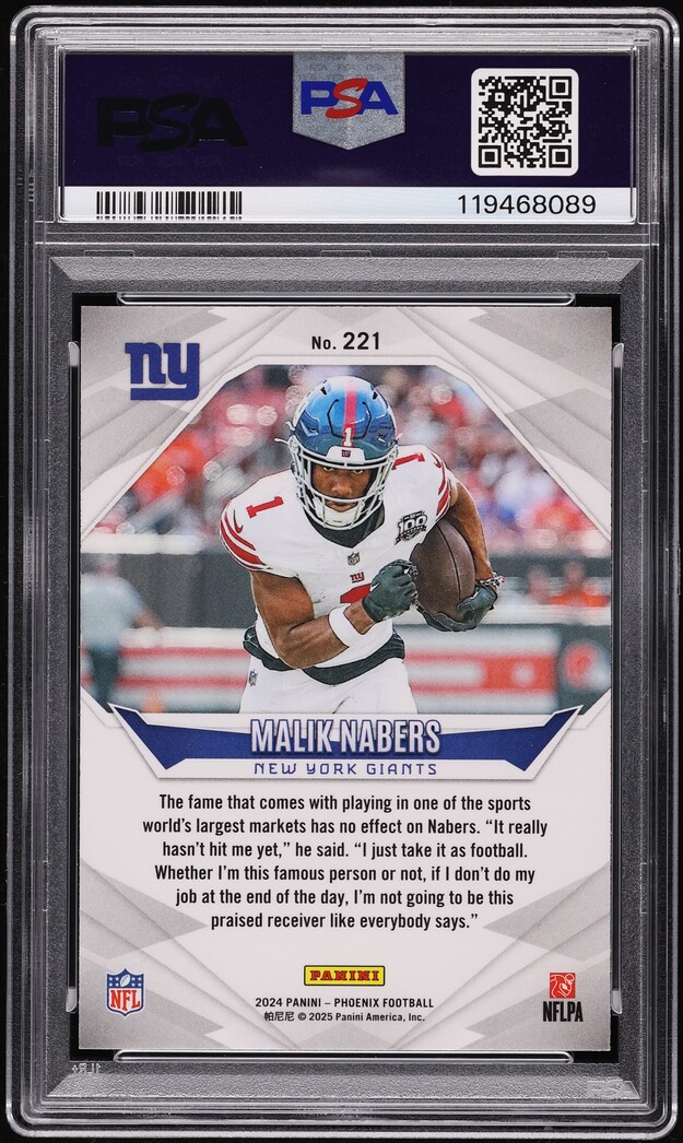 2024 Panini Phoenix Purple Malik Nabers ROOKIE #221 PSA 10 GEM MINT
