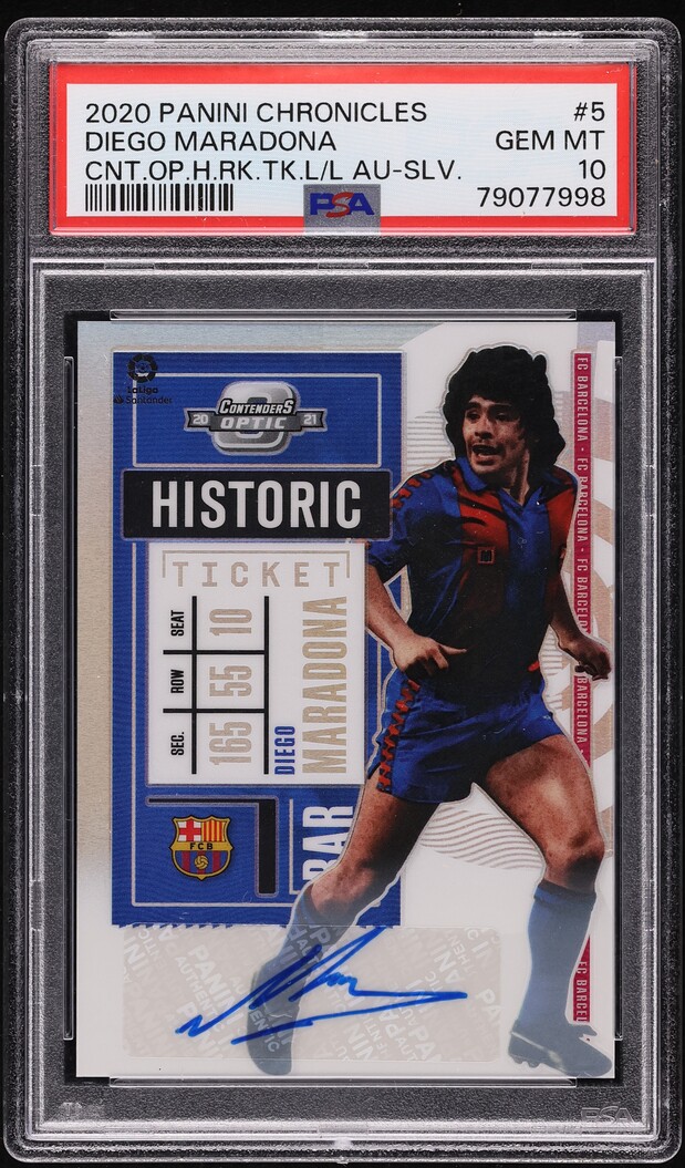 2020 Panini Chronicles Contenders Optic Silver Diego Maradona AUTO /75 #5 PSA 10