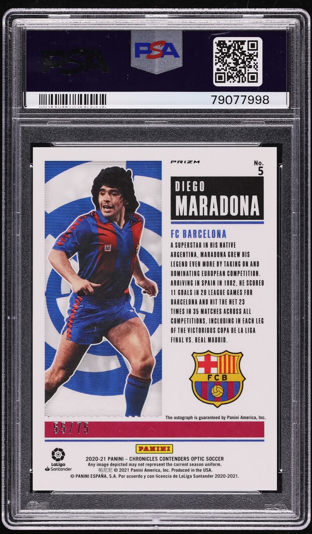 2020 Panini Chronicles Contenders Optic Silver Diego Maradona AUTO /75 #5 PSA 10