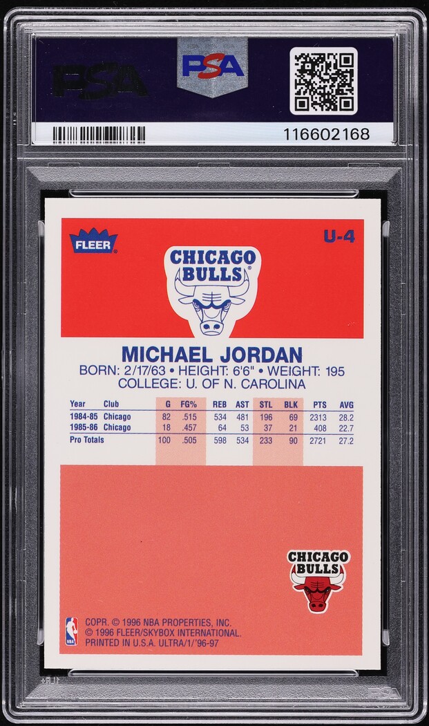 1996 Ultra Decade Of Excellence Michael Jordan #U-4 PSA 10 GEM MINT