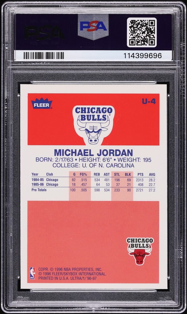 1996 Ultra Decade Of Excellence Michael Jordan #U-4 PSA 10 GEM MINT