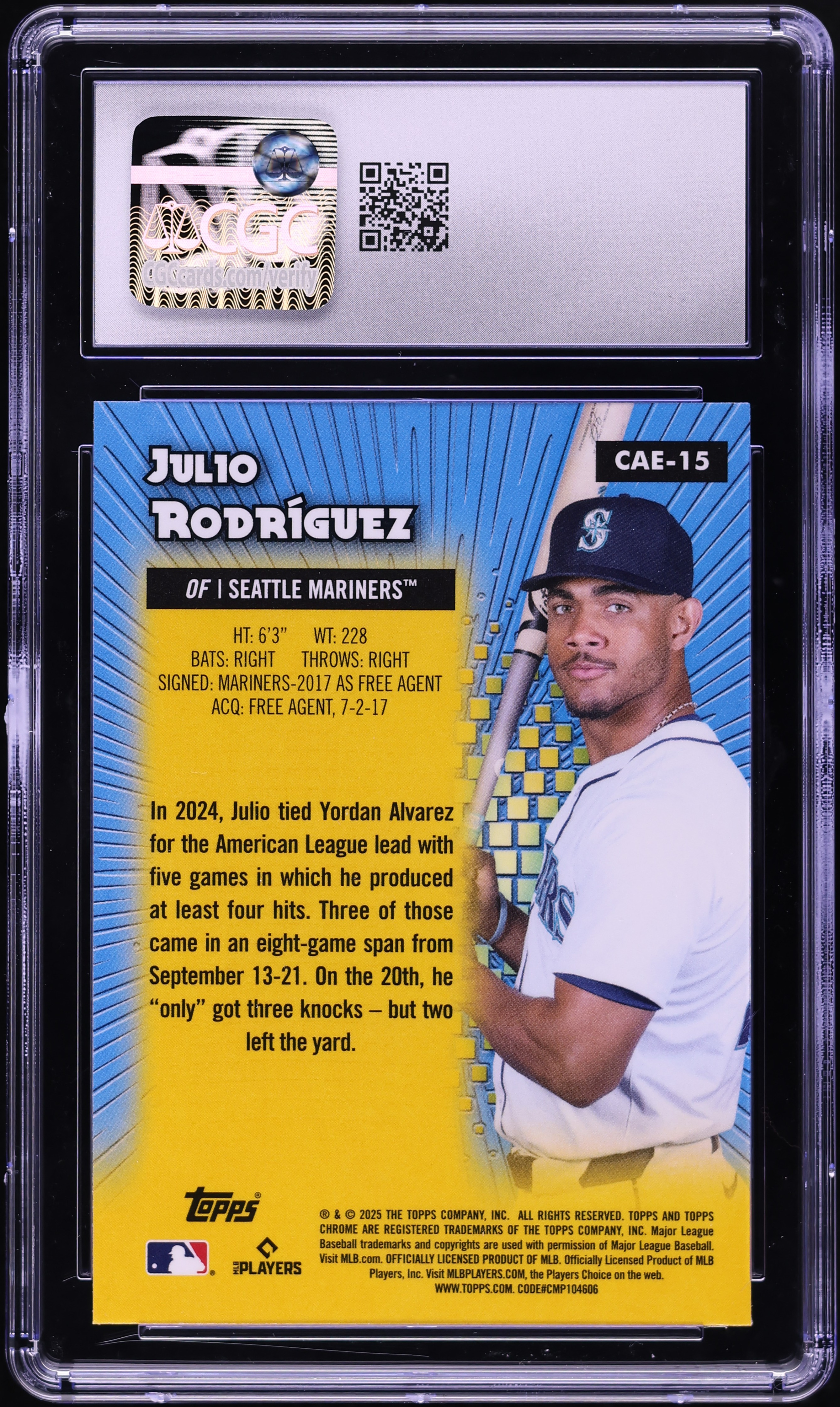 2025 Topps Chrome All-Etch Julio Rodriguez #CAE-15 CGC 10 GEM MINT 