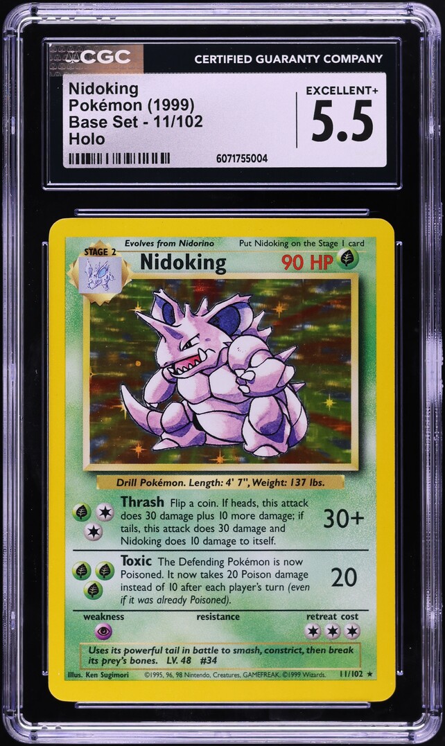 1999 Pokemon Base Set Holo Nidoking #11 CGC 5.5 EX+