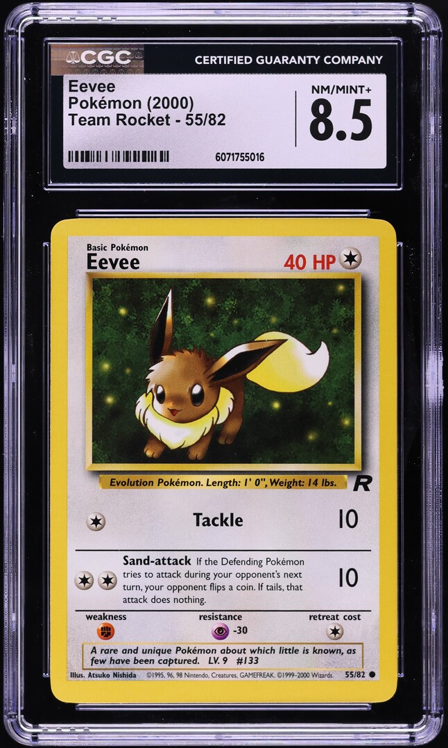 2000 Pokemon Team Rocket Eevee #55 CGC 8.5 NM-MT+