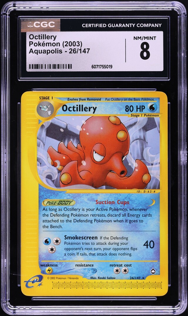2003 Pokemon Aquapolis Octillery #26 CGC 8 NM-MT