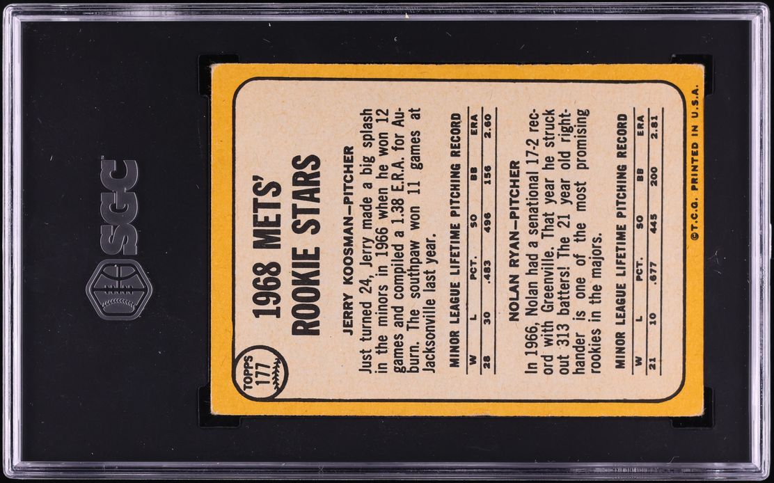 1968 Topps Nolan Ryan ROOKIE #177 SGC 3.5 VG+