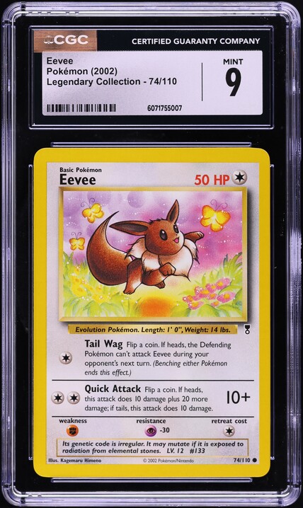 2002 Pokemon Legendary Collection Reverse Holo Eevee #74 PSA 9