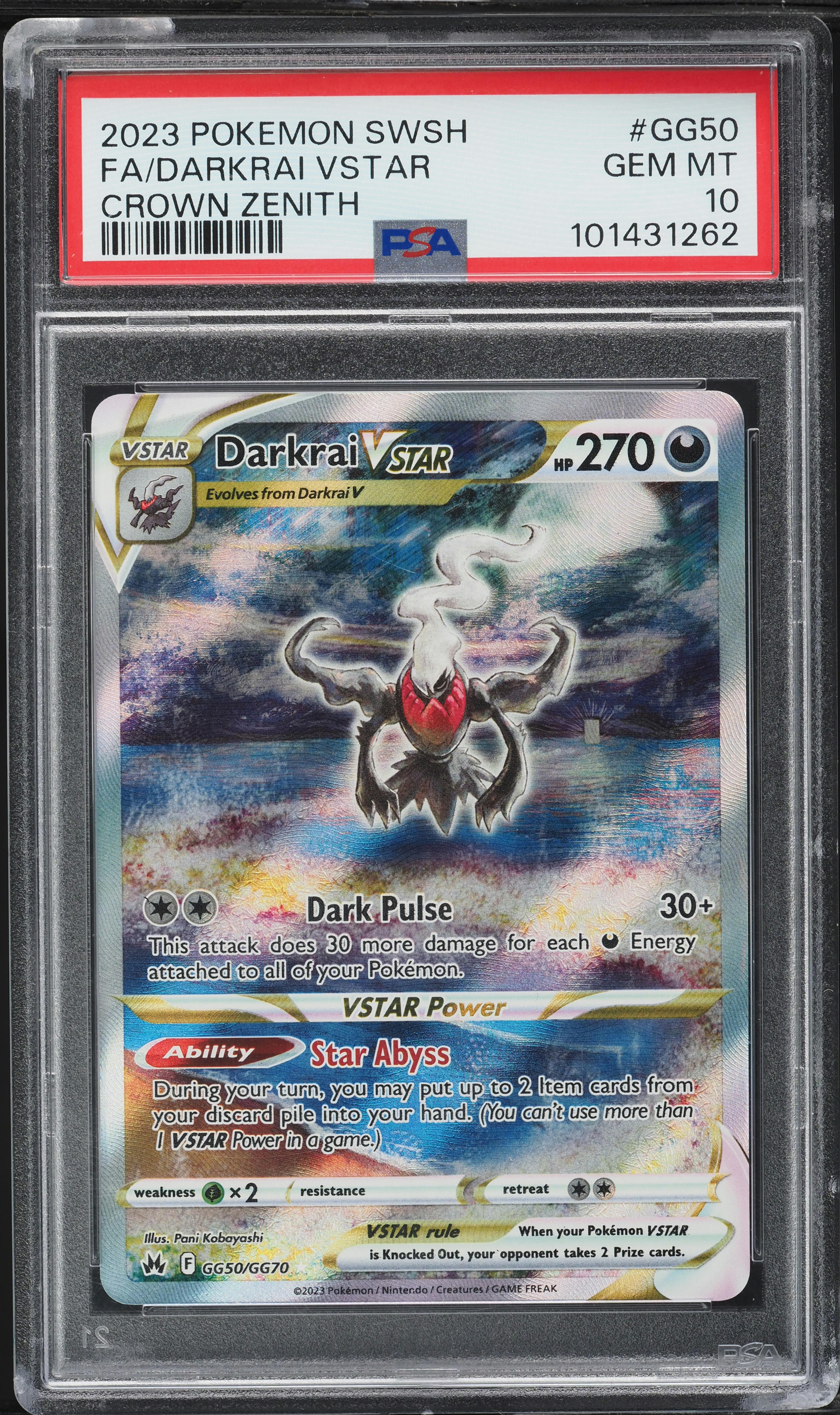 2023 Pokemon SWSH Crown Zenith Alt Art Darkrai VSTAR #GG50 PSA 10