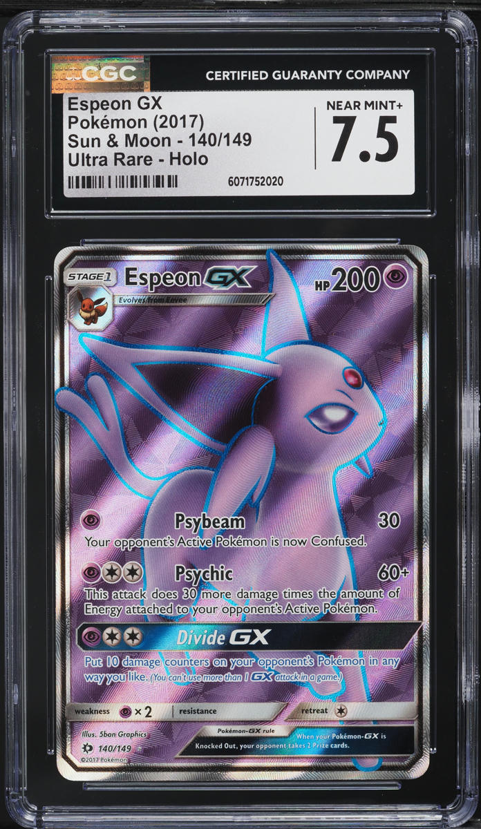2017 Pokemon Sun & Moon Full Art Espeon GX #140 CGC 7.5 NRMT+ on Fanatics  Collect