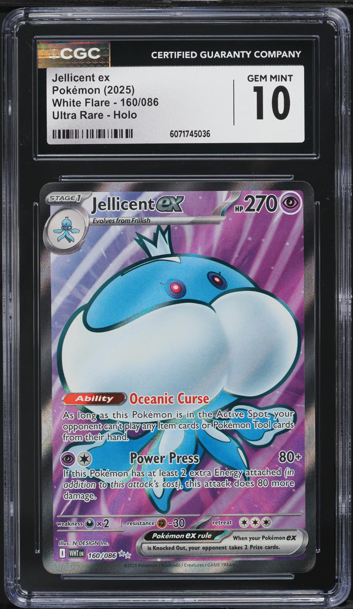 2025 Pokemon SV White Flare Full Art Jellicent ex #160 CGC 10 GEM MINT on  Fanatics Collect, image size:696x1200