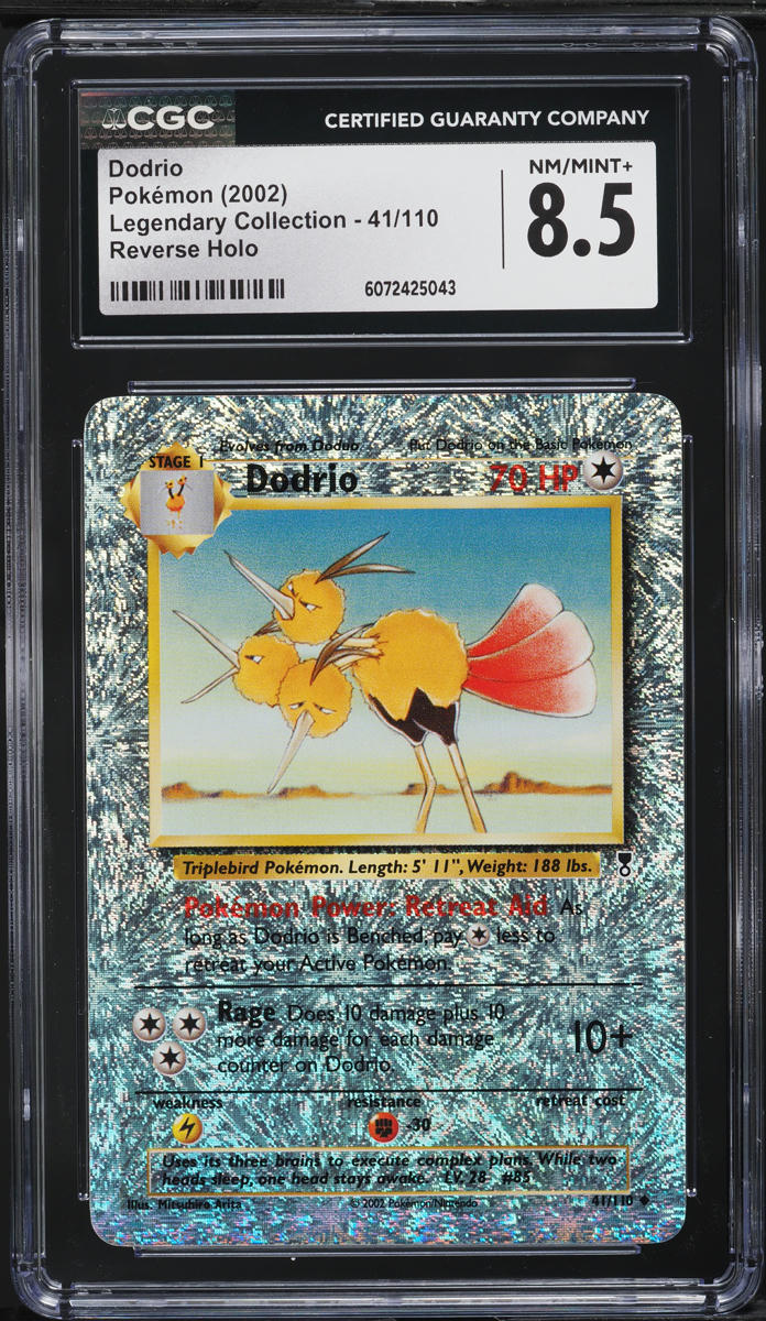 2002 Pokemon Legendary Collection Reverse Holo Dodrio #41 CGC 8.5 NM-MT+