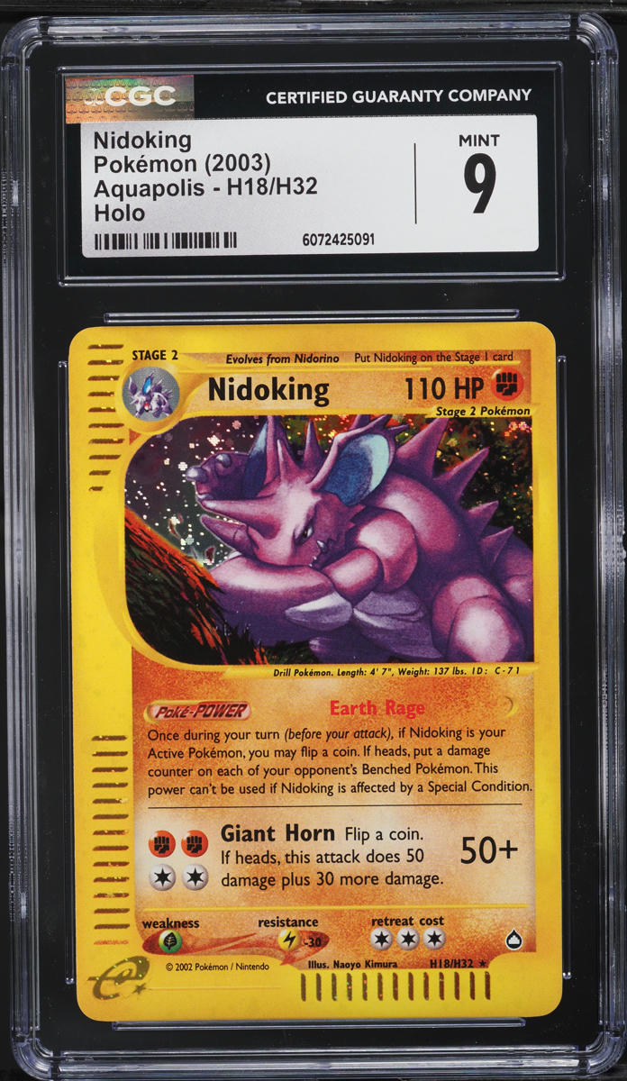 2003 Pokemon Aquapolis Holo Nidoking #H18 CGC 9 MINT