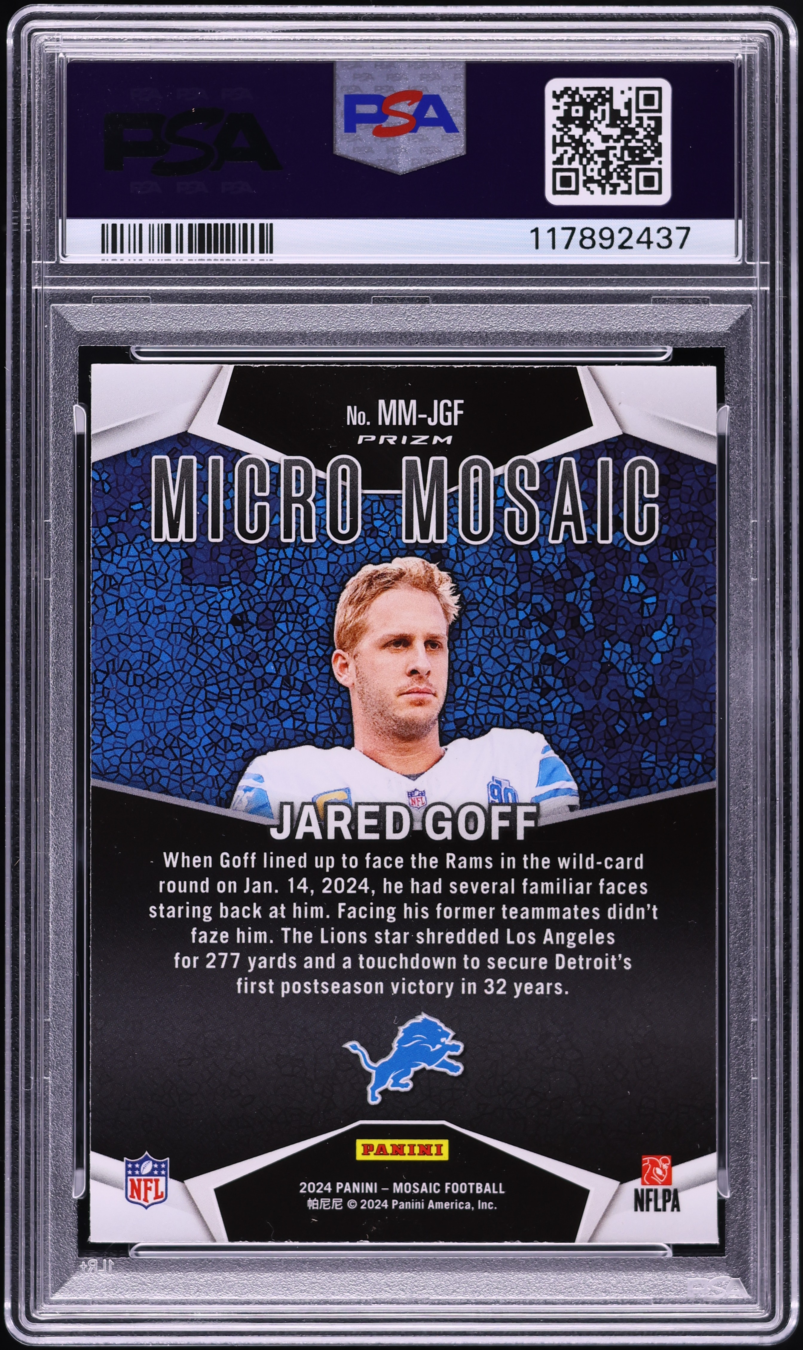 2024 Panini Mosaic Micro Jared Goff #MMJGF PSA 9 MINT on Fanatics