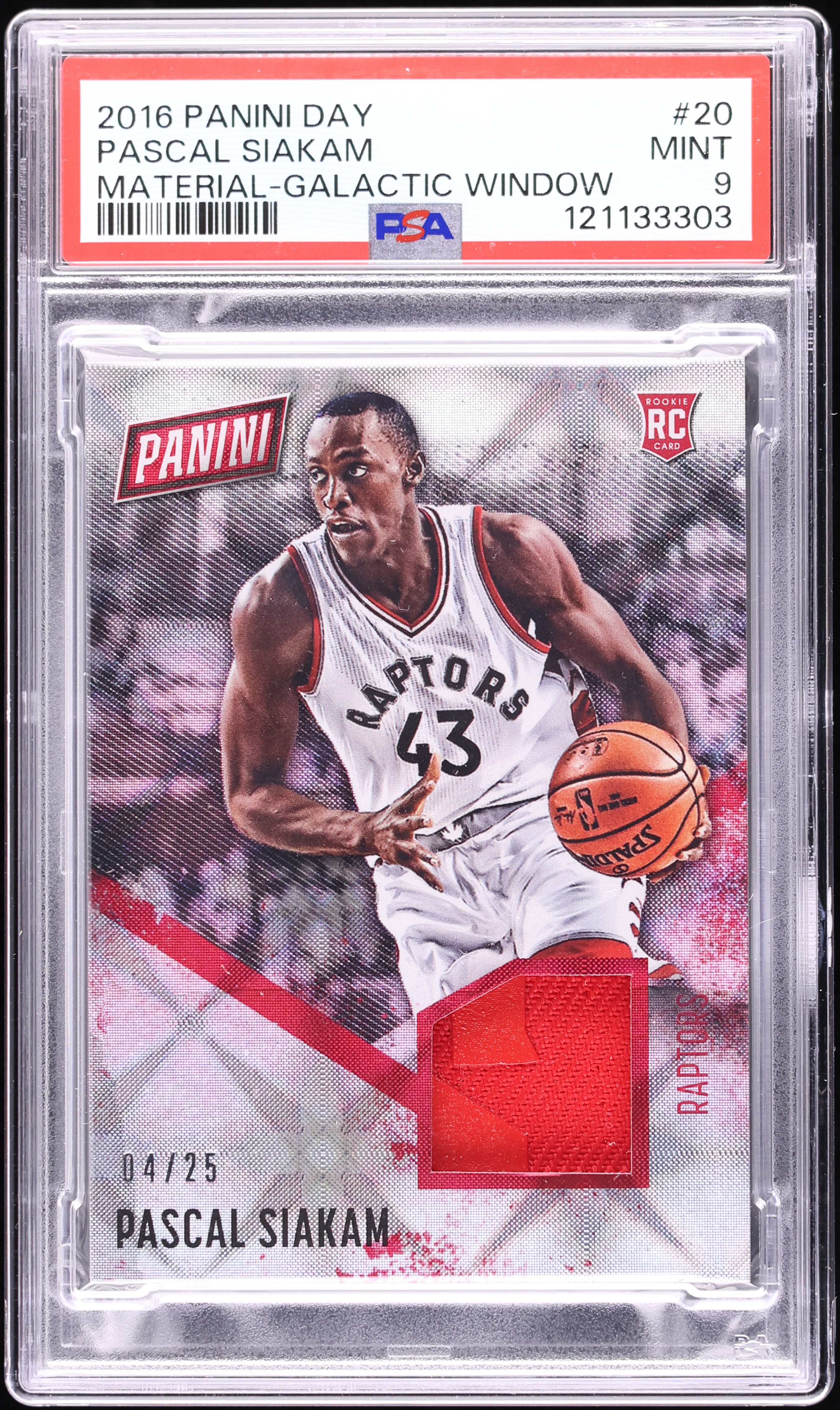 2016 Panini Day Galactic Window Pascal Siakam ROOKIE PATCH /25 #20